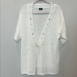 German Design White Knit Cardigan with Studded Details